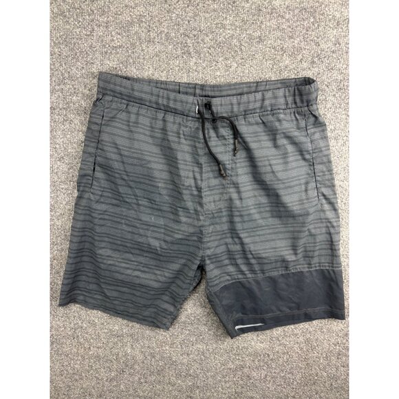 Tasc Athletic Shorts Men's L Gray Stripe Drawstring Pockets Cotton Bamboo Lined - Picture 1 of 9